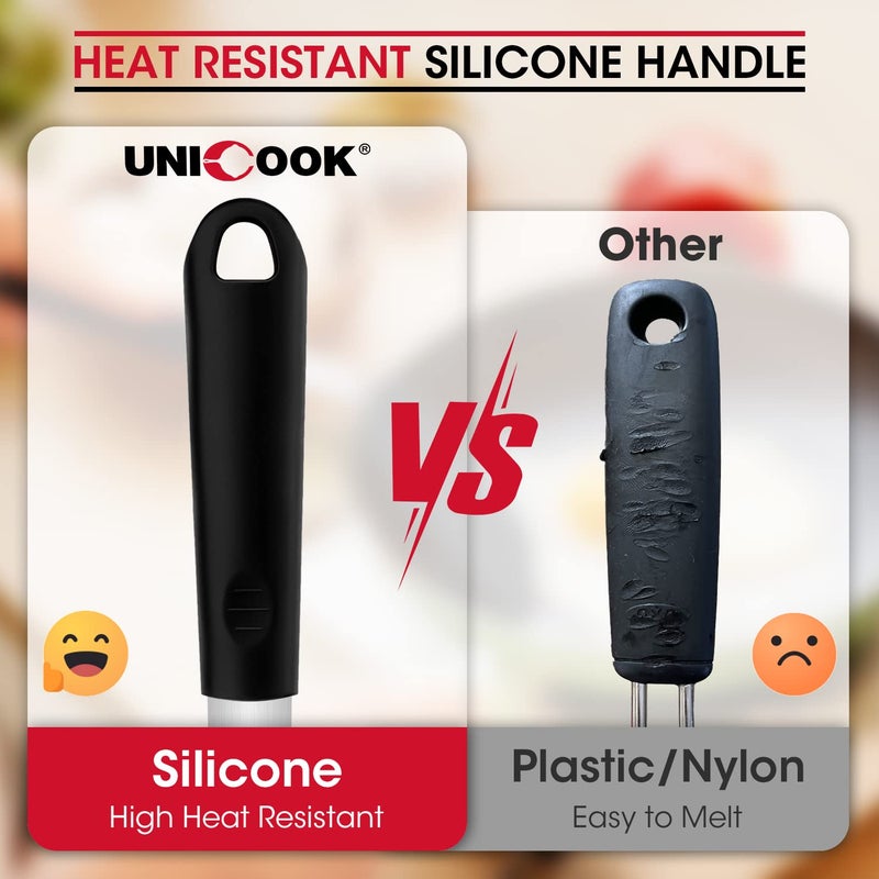 Unicook Upgraded Silicone Spatula, Flexible Egg Turner, 600Â°F Heat Resistant Silicone Handle, Kitchen Cooking Utensils, Ideal for Flipping Eggs, Pancake, Burgers, Crepes and More, Small and Medium - Image 4
